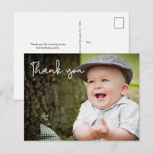 Baby Boy's first birthday Thank you Photo Postcard