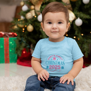 Baby Boy's First Christmas Blue T-Shirt
