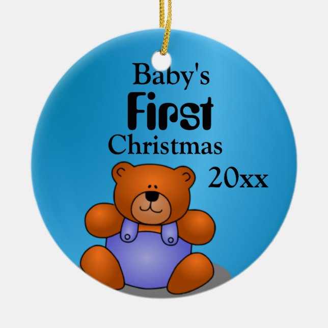 Baby Boy's First Christmas Ceramic Tree Decoration (Front)
