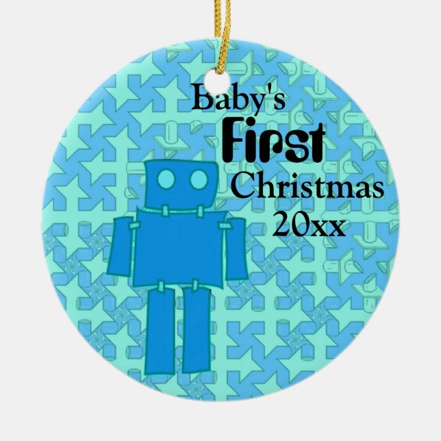 Baby Boy's First Christmas Ceramic Tree Decoration (Front)