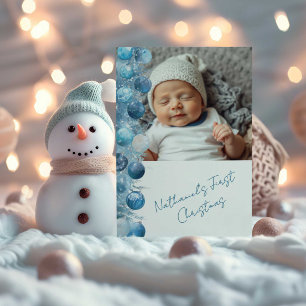 Baby Boys First Christmas Flat Holiday Card