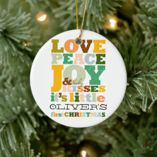 Baby Boy's First Christmas Holiday Photo Ornament