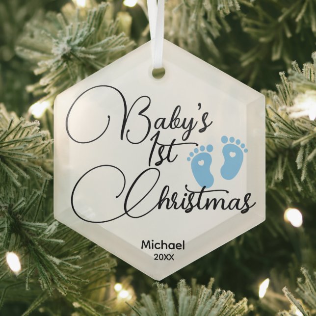 Baby Boy's First Christmas Ornament - Personalised (Insitu)
