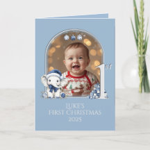 Baby Boys First Christmas photograph Holiday Card*