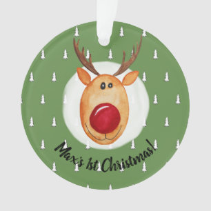 Baby Boy's First Christmas Rudolph Tree with Name Ornament