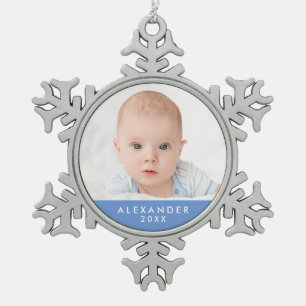Baby Boy's First Christmas Snowflake Pewter Christmas Ornament