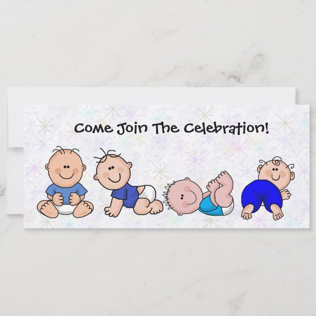 Baby Boys Shower Invitation  Cartoon Fun (Front)