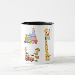 Baby Boys with Nursery Train Giraffe and Wagon  Mug