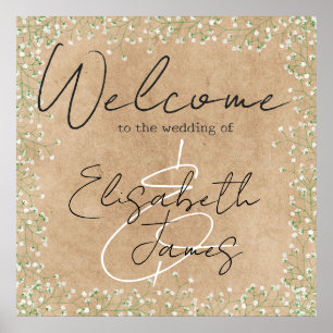 Baby Breath Art Rustic Wedding Welcome Sign Poster