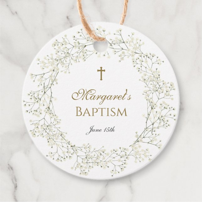 Baby Breath Baptism Communion Gift Tags (Front)