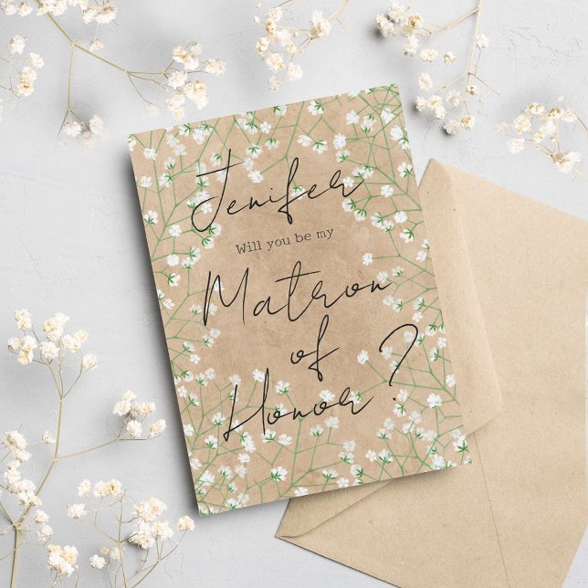  Baby Breath Floral Will You Be My Matron of Honou Invitation (Creator Uploaded)