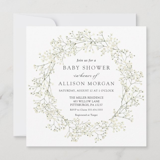 Baby Breath Flowers Baby Shower Invitation (Front)