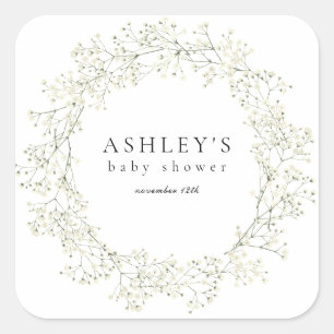 Baby Breath Flowers Baby Shower Square Sticker