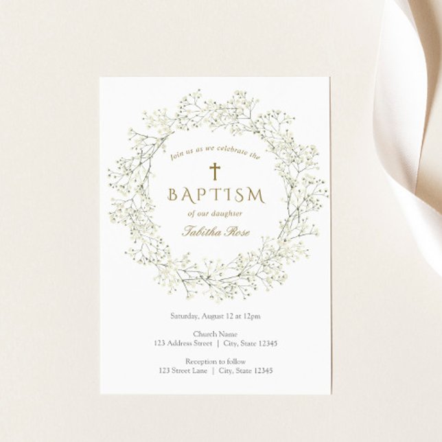 Baby Breath Flowers Baptism Invitation (Creator Uploaded)