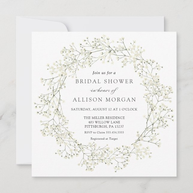 Baby Breath Flowers Bridal Shower Invitation (Front)