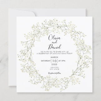 Baby Breath Flowers Wedding Invitation