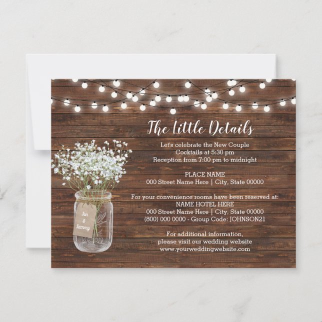 Baby Breath Flowers Western Wedding insert card (Front)
