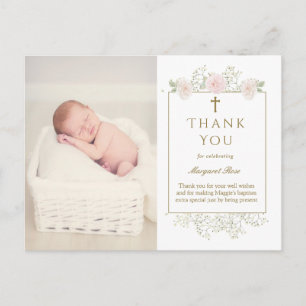 Baby Breath Flowers with Roses Baptism Photo Postcard