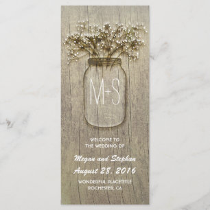 baby' breath mason jar rustic wedding program programme