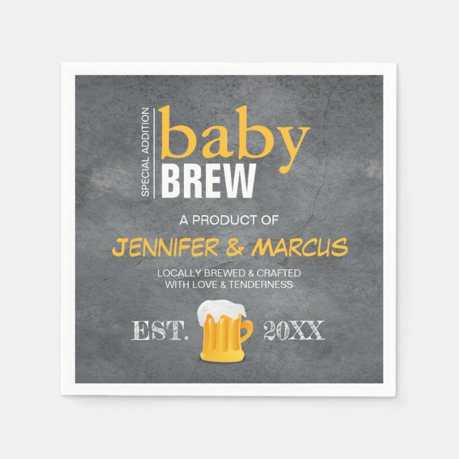 Baby Brew Beer Bottle Baby shower Napkins (Front)