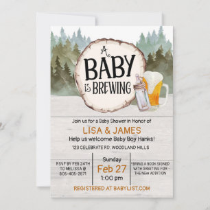 Baby Brewing, Baby shower, Co-ed Invitation