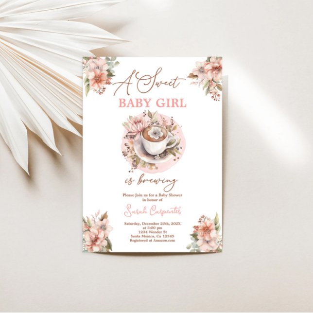 Baby Brewing Baby Shower Girl invitation (Creator Uploaded)