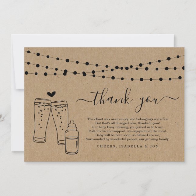 Baby Brewing Baby Shower Thank You Card (Front)