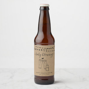 Baby Brewing Beer Couple's Baby Shower Bottle Label