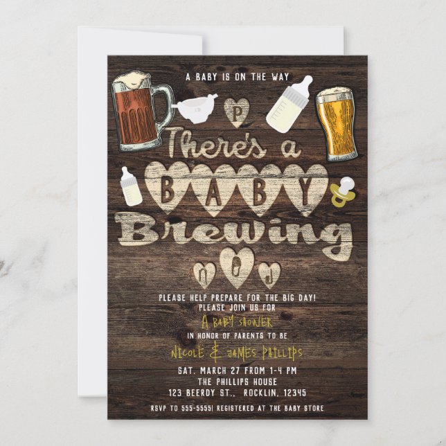 Baby Brewing Beer Party Daddy to Be Couples Shower Invitation (Front)