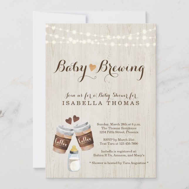 Baby Brewing Coffee Baby Shower Invitation (Front)