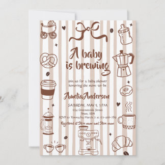 Baby Brewing Coffee Theme Latte Girl Baby Shower Invitation