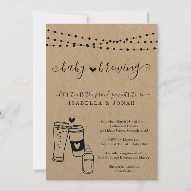 Baby Brewing Couple's Gender Neutral Baby Shower Invitation (Front)