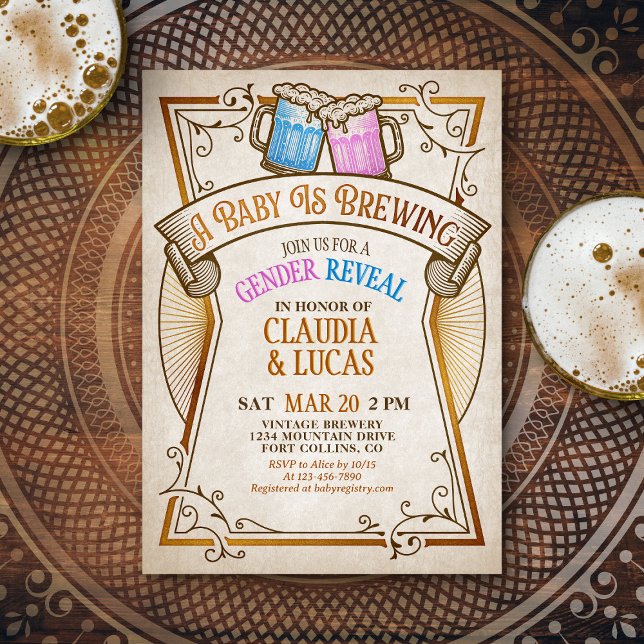 Baby Brewing Gender Reveal Invitation (Creator Uploaded)