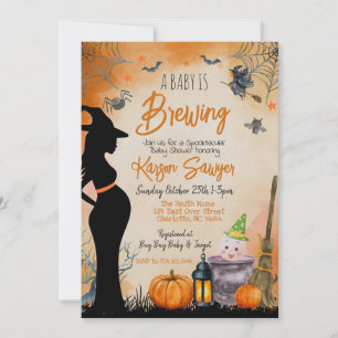 Baby Brewing Halloween Baby Shower Invitation