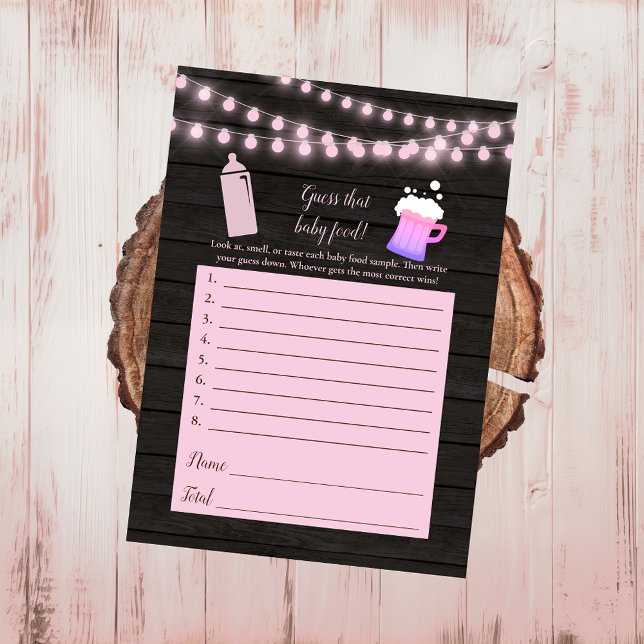 Baby Brewing Pink Guess The Baby Food Shower Game Invitation (Creator Uploaded)