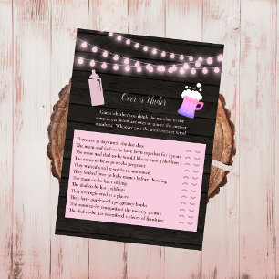 Baby Brewing Pink Over or Under Baby Shower Game Invitation