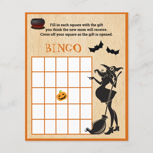 Baby Brewing Shower Halloween Witch Bingo Game  (Front)