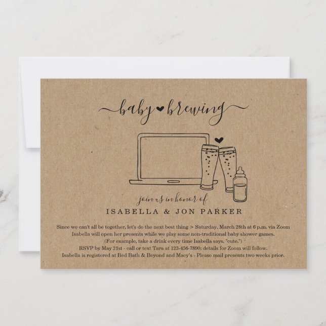 Baby Brewing Virtual Baby Shower Invitation (Front)