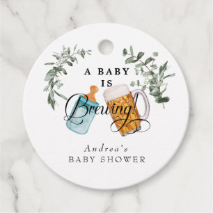 Baby Brewing Watercolor Baby Shower Favour Tags
