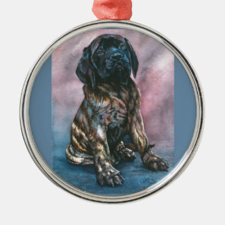 Baby Brindle Mastiff Metal Tree Decoration