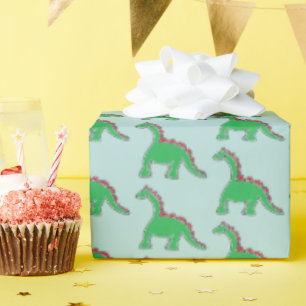 Baby Brontosaurus Cartoon Dinosaur Gear Wrapping Paper