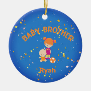 Baby Brother with Big Sister Personalised Ceramic Tree Decoration