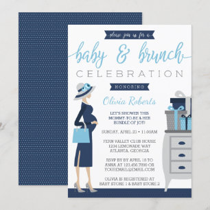 Baby & Bruch Baby Shower Invitation, Blue, Grey Invitation