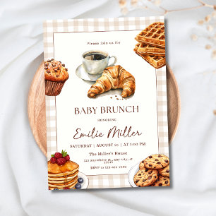 Baby Brunch Baby Shower Coffee Croissant Breakfast Invitation