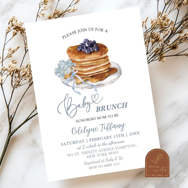 Baby Brunch Blue Hydrangea Baby Shower Invitation (Creator Uploaded)