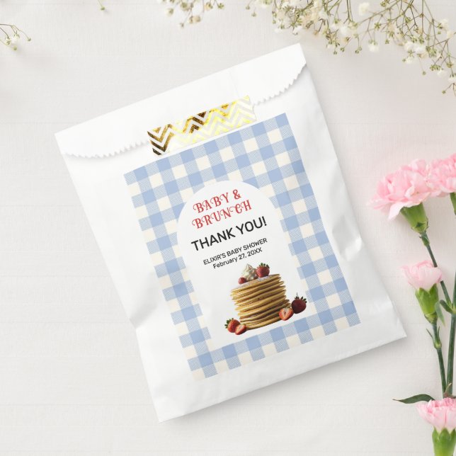 Baby & Brunch Blue Strawberry Pancakes Baby Shower Favour Bags (Sealed)