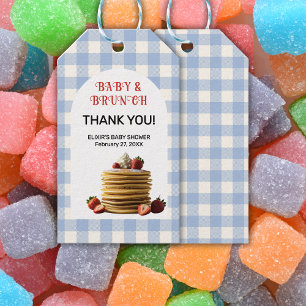 Baby & Brunch Blue Strawberry Pancakes Baby Shower Gift Tags