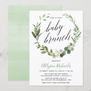 Baby brunch gender neutral eucalyptus invitation
