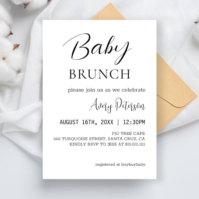 Baby Brunch Modern Baby Shower Gender Reveal Invitation (Creator Uploaded)