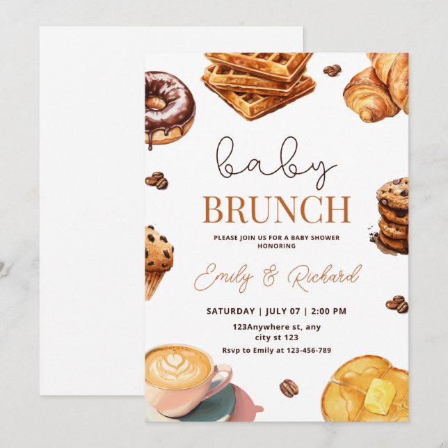 Baby Brunch Neutral Baby Shower Invite, Breakfast  Invitation (Front/Back)